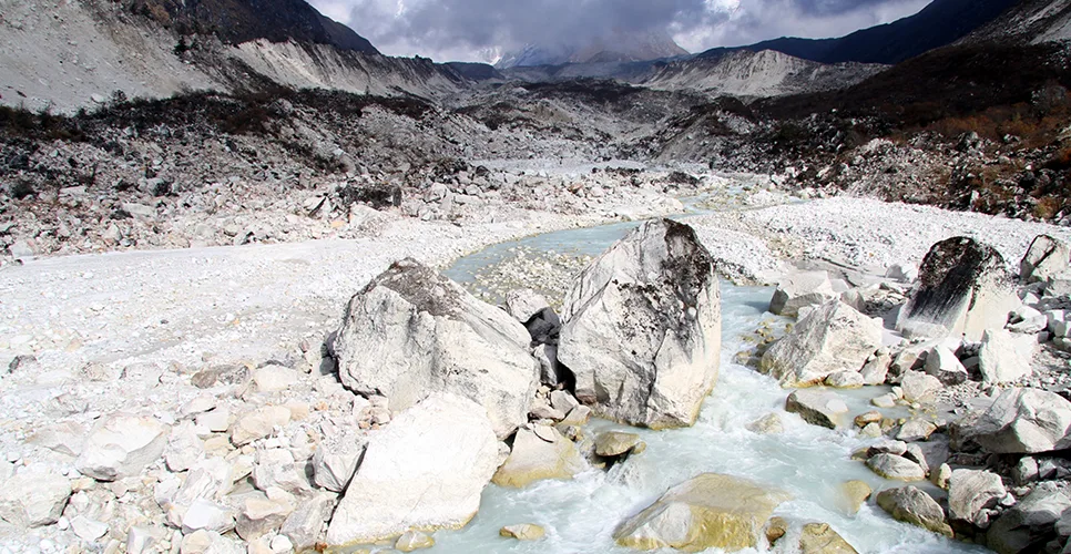 Glacier and river near Bimthang