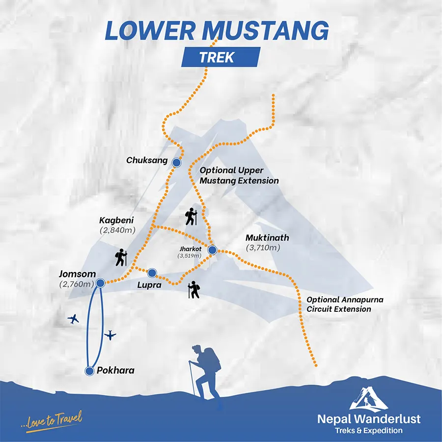 Lower Mustang Route Map