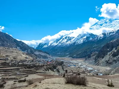 Manang village in Himalayas