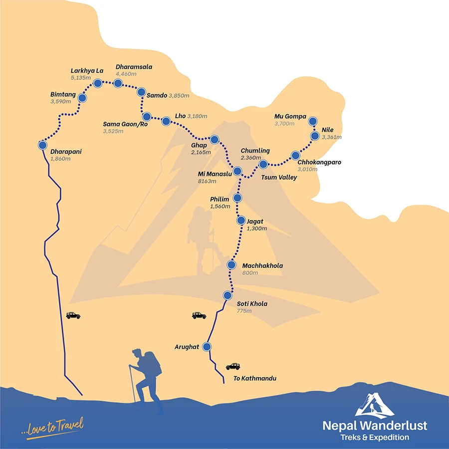 Manaslu Circuit Trek Map